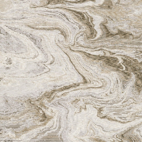 8' X 11' Ivory Tan Beige Grey And Brown Abstract Power Loom Stain Resistant Area Rug