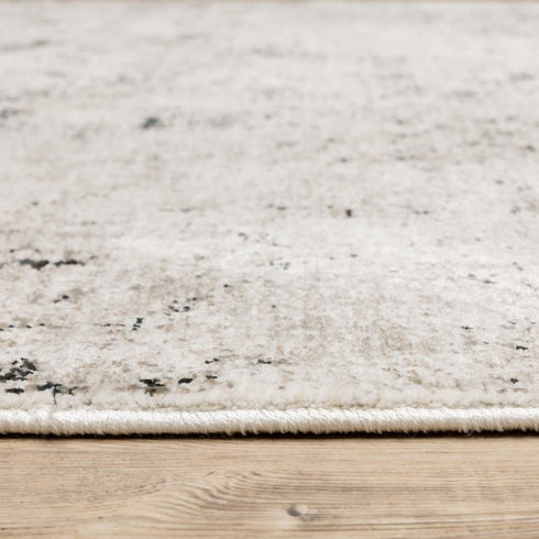 8' X 11' Ivory And Gray Abstract Area Rug