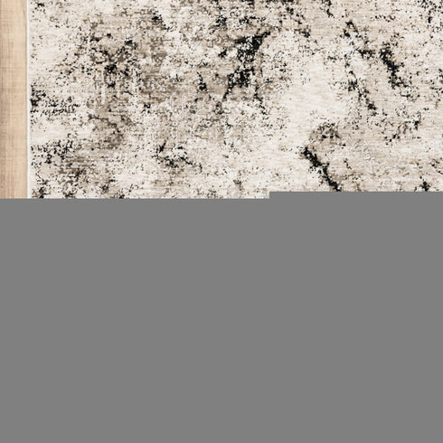 8' X 11' Ivory And Gray Abstract Area Rug