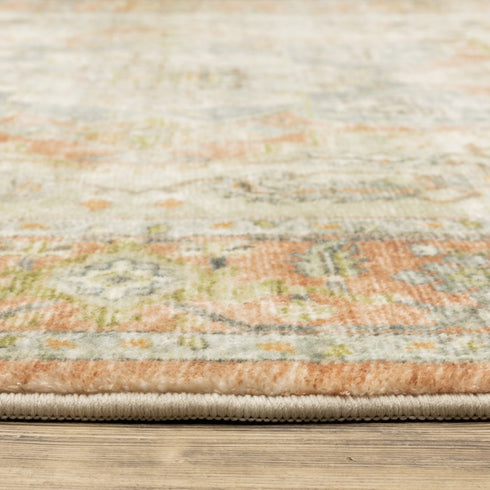 8' X 10' Orange And Blue Abstract Distressed Area Rug