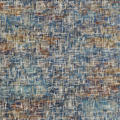 8' X 10' Blue Teal Gold Rust And Beige Abstract Power Loom Stain Resistant Area Rug