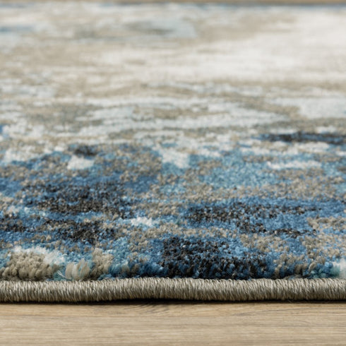 8' X 10' Blue And Beige Abstract Area Rug