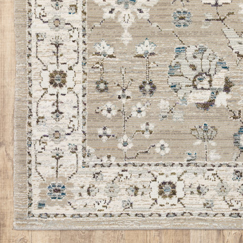 8' Beige And Ivory Oriental Runner Rug