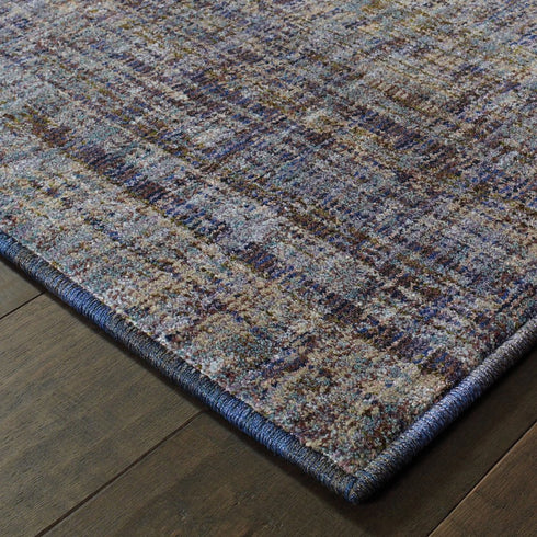 8' Blue And Ivory Runner Rug
