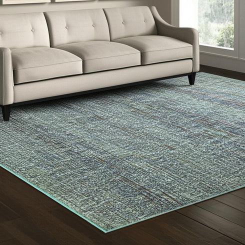9' X 12' Blue and Gray Power Loom Area Rug