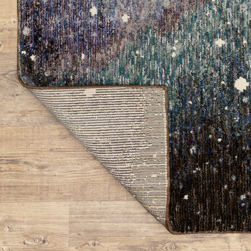 8' Purple And Ivory Abstract Runner Rug