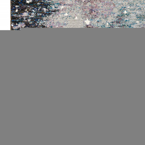 8' Purple And Ivory Abstract Runner Rug