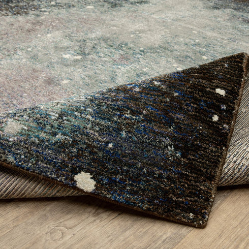 8' Purple And Ivory Abstract Runner Rug