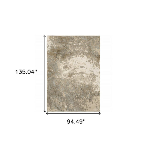 8' X 11' Gray and Ivory Abstract Power Loom Area Rug