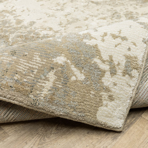 8' X 11' Gray and Ivory Abstract Power Loom Area Rug