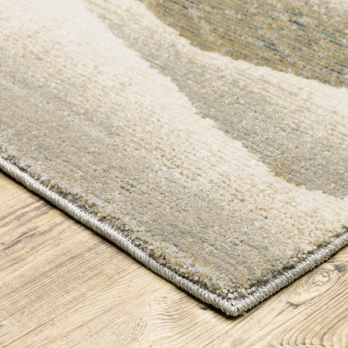 8' Blue And Gray Abstract Runner Rug