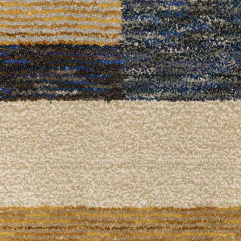 8' Blue And Beige Geometric Runner Rug