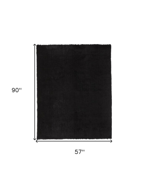 5' X 8' Black Shag Tufted Handmade Area Rug