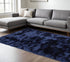 8' X 10' Blue and Black Shag Hand Tufted Area Rug