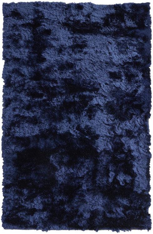 8' X 10' Blue and Black Shag Hand Tufted Area Rug