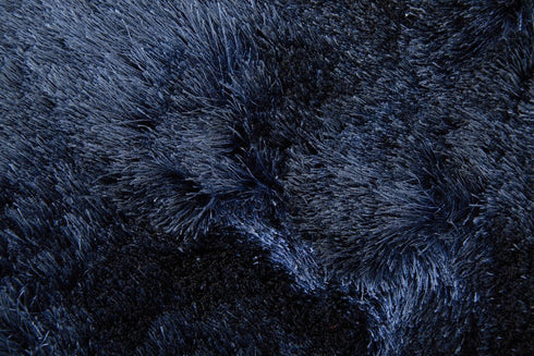8' X 10' Blue and Black Shag Hand Tufted Area Rug