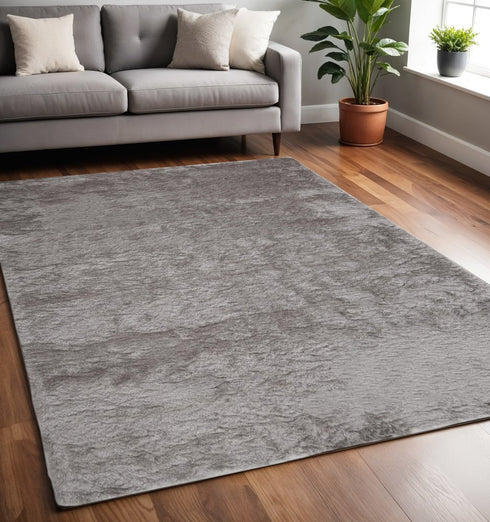 8' X 10' Gray Shag Hand Tufted Area Rug