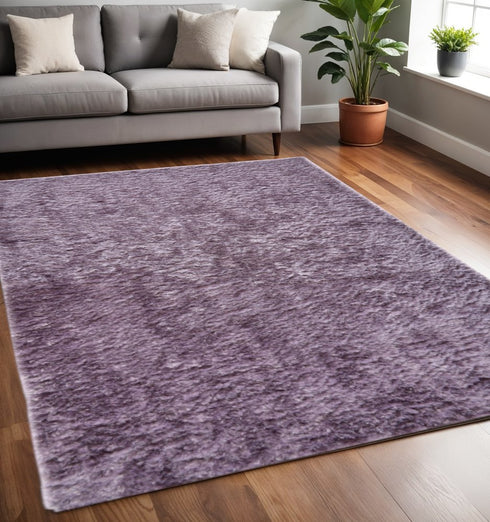 6' Purple Shag Tufted Handmade Runner Rug