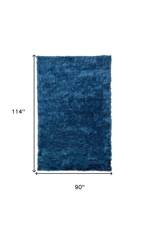 8' X 10' Blue And Green Shag Tufted Handmade Area Rug