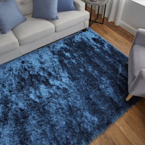 8' X 10' Blue And Green Shag Tufted Handmade Area Rug
