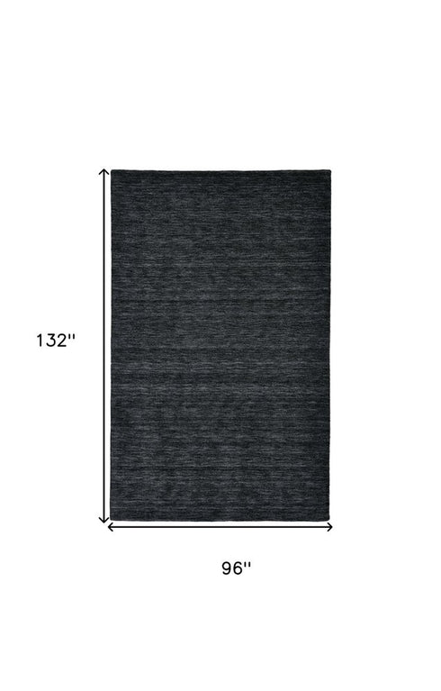 8' X 11' Black Wool Hand Woven Area Rug