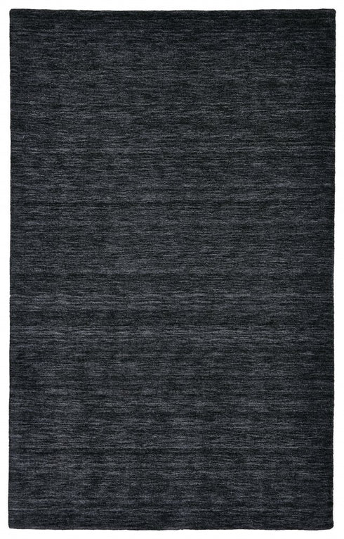 8' X 11' Black Wool Hand Woven Area Rug