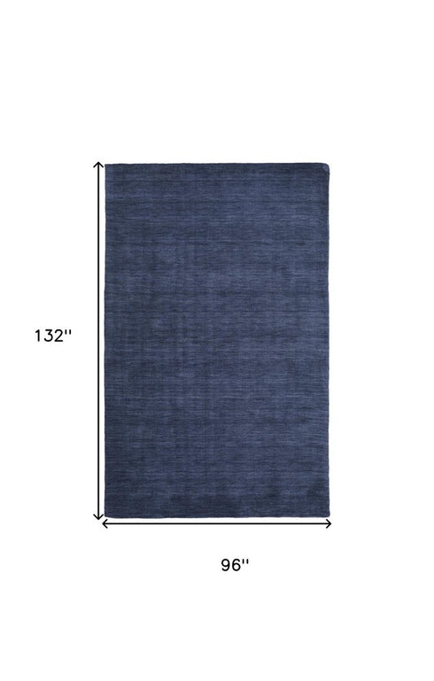 8' X 11' Blue Wool Hand Woven Area Rug
