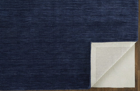 8' X 11' Blue Wool Hand Woven Area Rug