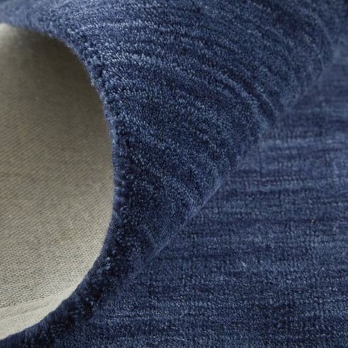 8' X 11' Blue Wool Hand Woven Area Rug