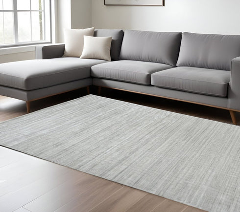 8' Ivory Geometric Hand Woven Runner Rug