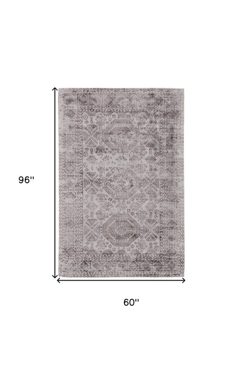 5' X 8' Gray Abstract Hand Woven Area Rug