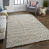 5' X 8' Gray and Ivory Wool Hand Woven Area Rug