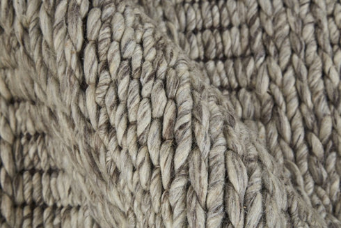 5' X 8' Gray and Ivory Wool Hand Woven Area Rug