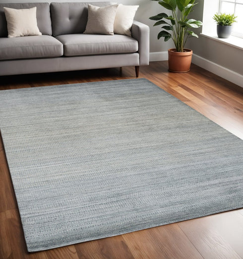 5' X 8' Blue and Gray Ombre Hand Woven Area Rug