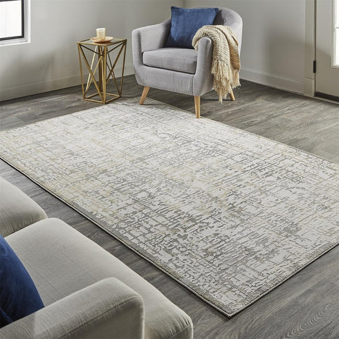 8' X 11' Gray and Ivory Abstract Area Rug