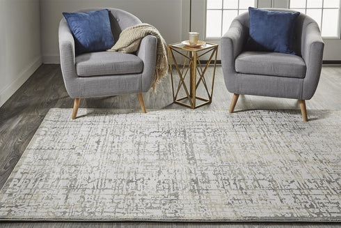 8' X 11' Gray and Ivory Abstract Area Rug