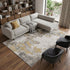 8' X 11' Ivory Gray And Gold Abstract Area Rug