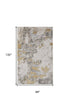 8' X 11' Ivory Gray And Gold Abstract Area Rug