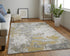 8' X 11' Ivory Gray And Gold Abstract Area Rug