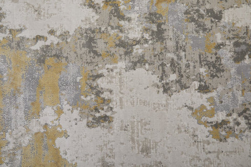 8' X 11' Ivory Gray And Gold Abstract Area Rug