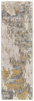8' X 11' Ivory Gray And Gold Abstract Area Rug