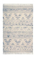 9' X 12' Blue and Ivory Wool Geometric Flatweave Handmade Area Rug With Fringe