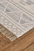 9' X 12' Blue and Ivory Wool Geometric Flatweave Handmade Area Rug With Fringe