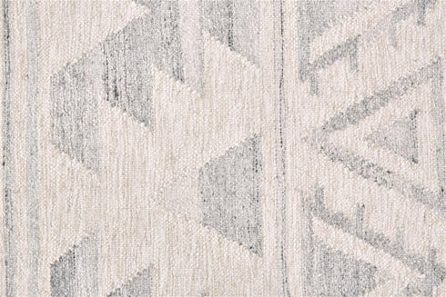 9' X 12' Blue and Ivory Wool Geometric Flatweave Handmade Area Rug With Fringe
