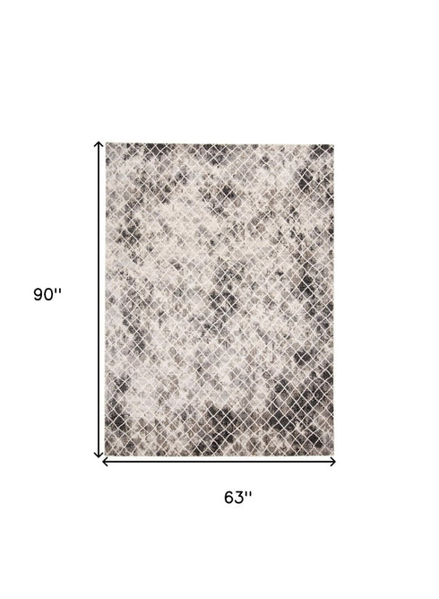 5' X 8' Ivory Gray And Taupe Abstract Stain Resistant Area Rug