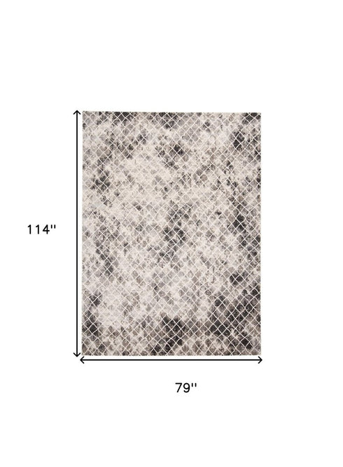 5' X 8' Ivory Gray And Taupe Abstract Stain Resistant Area Rug