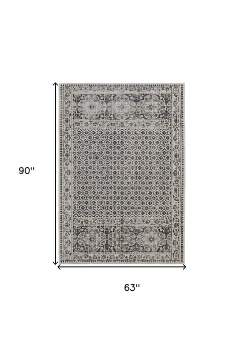 8' X 10' Gray And Ivory Abstract Distressed Area Rug