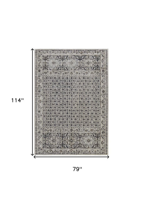 8' X 10' Gray And Ivory Abstract Distressed Area Rug