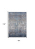 8' X 11' Blue Gray And Silver Abstract Power Loom Distressed Area Rug With Fringe