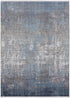 8' X 11' Blue Gray And Silver Abstract Power Loom Distressed Area Rug With Fringe